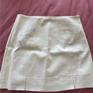Alya Cream Mini Pencil Skirt with Slit